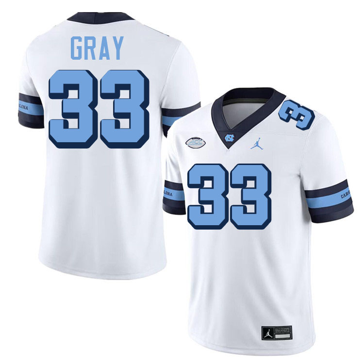 Cedric Gray UNC Jerseys,North Carolina Tar Heels #33 Cedric Gray Football Jerseys-Throwback White